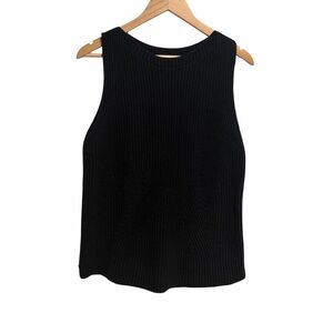 2/$25 Massimo Dutti Black Knit Ribbed Scoop Neck Sleeveless Top Italian Yarn